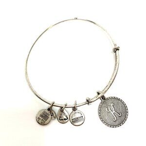 Alex and Ani Initial K Charm Bracelet Silver Finish - Expands 2"- 3.5"
